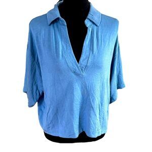 Athleta Westwood Sweatshirt Tee Women's Size XS Cottage Blue Oversized Yoga Top